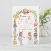 Elegante Boho Bunny Konijn Liefde Waterverf bruilo Kaart (Staand voorkant)