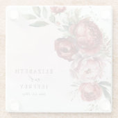 Elegante Boho Burgundy Blush Bloemen Bruiloft Glazen Onderzetter (Achterkant)
