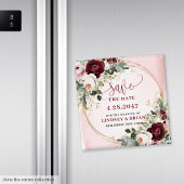 Elegante Boho Burgundy Blush Gouden Bloem Magnetis Magneet