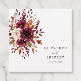 Elegante Boho Burgundy Herfst Bloem Bruiloft Bedankjes Labels