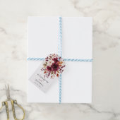 Elegante Boho Burgundy Herfst Bloem Bruiloft Cadeaulabel (Met Touw)