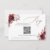 Elegante Boho Burgundy Herfst Bloem QR CODE RSVP Kaartje (Voorkant)