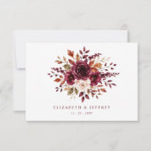 Elegante Boho Burgundy Herfst Bloem QR CODE RSVP Kaartje (Achterkant)