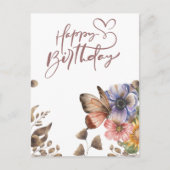 Elegante Boho Butterfly Bloemen Verjaardag Briefkaart (Voorkant)