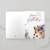 Elegante Boho Butterfly Bloemen Verjaardag Folie Wenskaart (Buiten Laag)