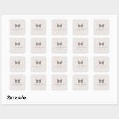 Elegante Boho Butterfly Bourgogne Taupe bruiloft Vierkante Sticker (Vel)