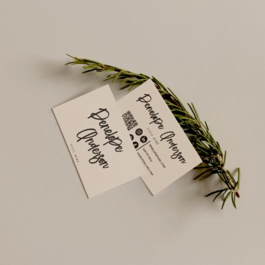 Elegante Boho Cacao Cream QR Code Modern Uniek Visitekaartje