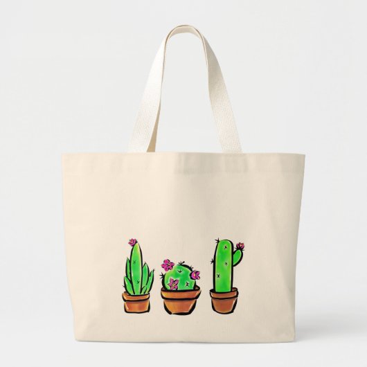 Elegante boho Cactus cactussen vetplanten Grote Tote Bag (Voorkant)