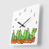 Elegante boho Cactus cactussen vetplanten Vierkante Klok (Hoek)