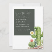 Elegante Boho Cactus Woestijn Succulent Bewaar de Save The Date (Voorkant)