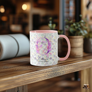 Elegante Boho Chic Bloem Monogrammok - O Mok