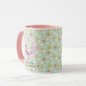 Elegante Boho Chic Bloem Monogrammok - U Mok (Voorkant links)