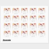 Elegante Boho Chic Bloemachtige Bruiloftsfeest Fav Vierkante Sticker (Vel)