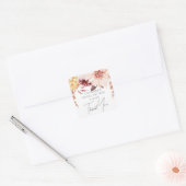 Elegante Boho Chic Bloemachtige Bruiloftsfeest Fav Vierkante Sticker (Envelop)