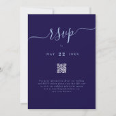 Elegante Boho Chic Bloemige Blauwe Trouw QR Code Kaart (Achterkant)