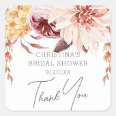 Elegante Boho Chic Bloemige Bruidsfeest Bruidsgesc Vierkante Sticker (Voorkant)