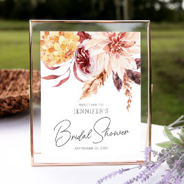 Elegante Boho Chic Bruiloft Borrel Welkomstbord Poster