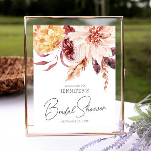 Elegante Boho Chic Bruiloft Borrel Welkomstbord Poster