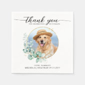 Elegante Boho Chic Custom Foto Huisdier Hond bruil Servet (Voorkant)