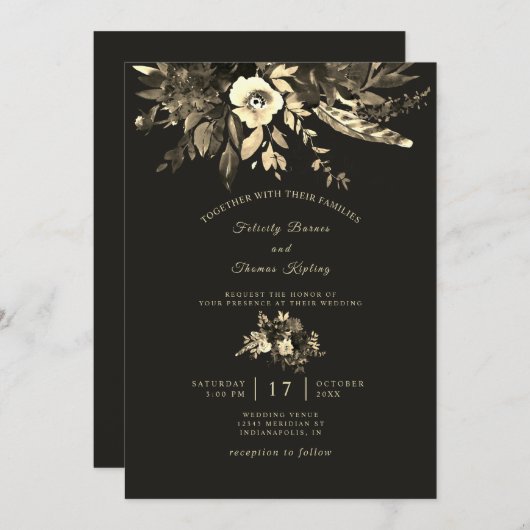 Elegante Boho Chic herfst bruintjes herfst bruilof Kaart (Voorkant / Achterkant)