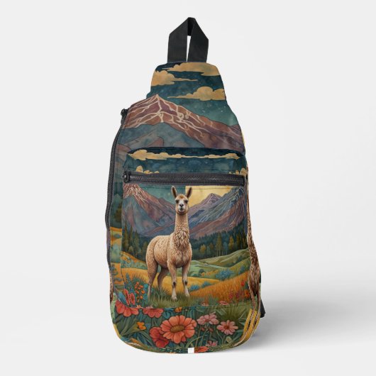 Elegante boho chic lama alpaca sling bag (Voorkant)