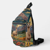 Elegante boho chic lama alpaca sling bag (Rechterhoek)
