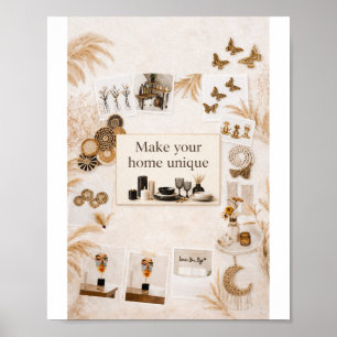 Elegante Boho Chic Muurkunst Poster - Maak Je Thui