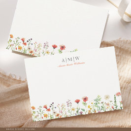 Elegante Boho Chic Notitiekaart met Monogram Notitiekaartje