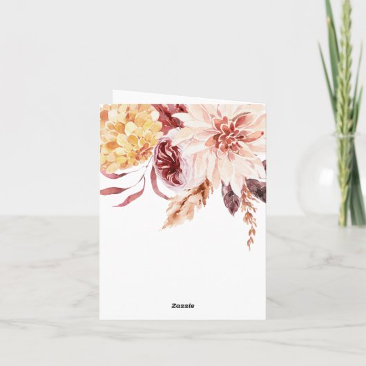 Elegante Boho Chic Watercolor Bloemen Bruiloftsont Bedankkaart (Achterkant)