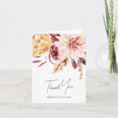 Elegante Boho Chic Waterverf Bloem Bruiloftsborrel Bedankkaart (Voorkant)