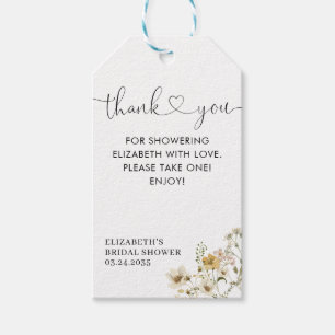 Elegante Boho Chic Wilde Bloem Bloemstuk Bedankt Cadeaulabel
