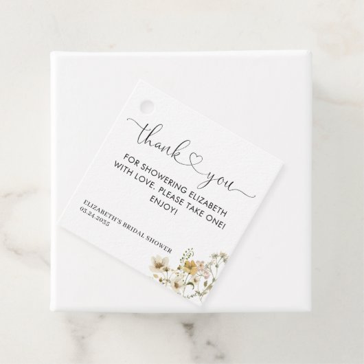 Elegante Boho Chic Wilde Bloem Bloemstuk Dank Je Bedankjes Labels (In situ)