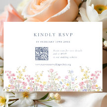 Elegante Boho Chic Wilde Bloemen Trouw QR code RSV