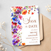 Elegante Boho Chic Wildebloemen Tuin Bruiloft Save The Date
