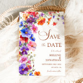 Elegante Boho Chic Wildebloemen Tuin Bruiloft Save The Date