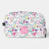 Elegante Boho Chique Bloemen & Vlinders Monogram Toilettasje (Voorkant)