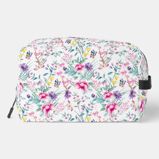 Elegante Boho Chique Bloemen & Vlinders Monogram Toilettasje (Achterkant)