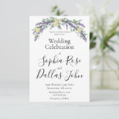 Elegante boho chique lavendel gele rozen bruiloft kaart (Staand voorkant)