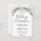 Elegante boho chique Lavendel Gele rozen Huwelijk Kaart (Voorkant)