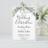 Elegante boho chique Lavendel Gele rozen Huwelijk Kaart (Staand voorkant)