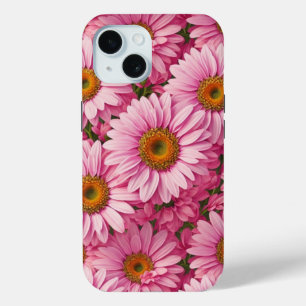 Elegante boho chique roze bloemen roze madeliefjes iPhone 15 case