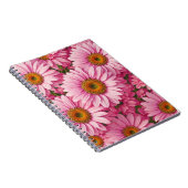 Elegante boho chique roze bloemen roze madeliefjes notitieboek (Rechterzijde)