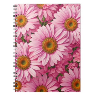 Elegante boho chique roze bloemen roze madeliefjes notitieboek
