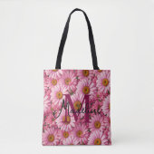 Elegante boho chique roze bloemen roze madeliefjes tote bag (Voorkant)
