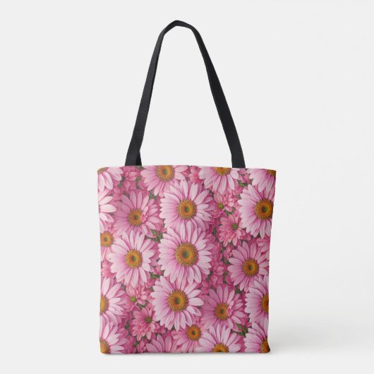 Elegante boho chique roze bloemen roze madeliefjes tote bag (Achterkant)
