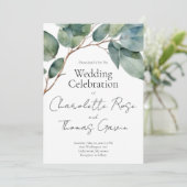 Elegante boho chique waterverf groen botanisch kaart (Staand voorkant)