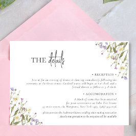 Elegante boho chique wilde bloem bruiloft accommod informatiekaartje