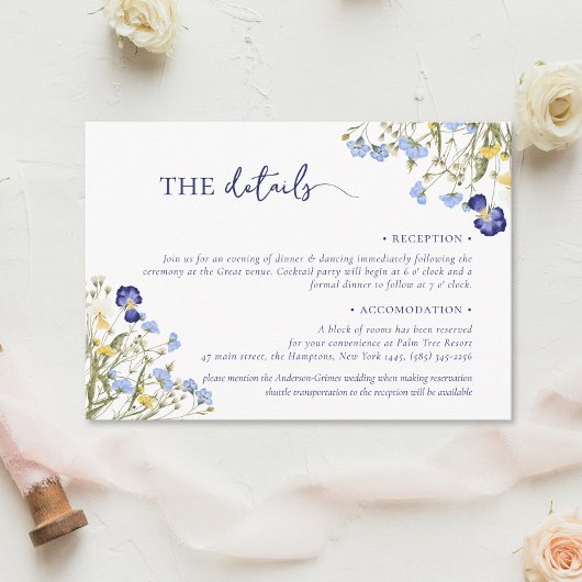 Elegante boho chique wilde bloem bruiloft accommod informatiekaartje