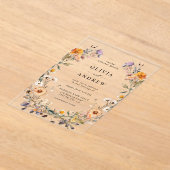Elegante Boho Country Wildflowers Botanische bruil Acryl Uitnodigingen (Laagn)