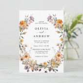 Elegante Boho Country Wildflowers Botanische bruil Kaart (Staand voorkant)